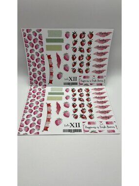 Strawberry-Themed Planner Sticker Sheets By Tula XII - Weekly Days & Decorative